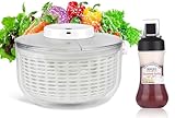 6.3 Qt Electric Salad Spinner with 350ml Squeeze bottle,Large Lettuce Dryer Salad Mixer Fruit Washer Wash, Spin & Dry Salad Greens,Fruits & Vegetables,Easy & Compact Kitchen Tool (White)