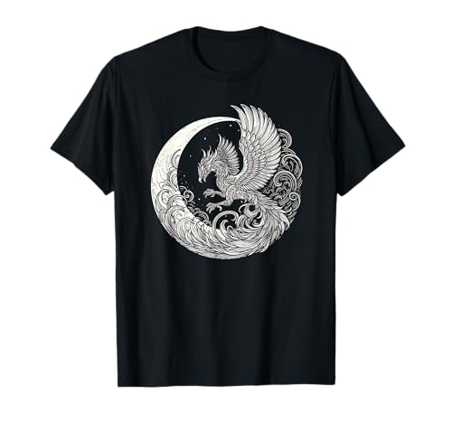 Diseño de arte gráfico de Phoenix y Moon para mujeres y Camiseta