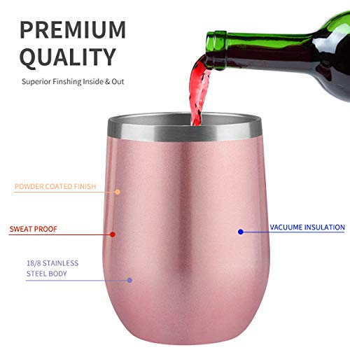 Tdyddyu 8Pack 12 Oz Stainless Steel Wine Tumbler With Lid,Wine Glass Tumbler Double Wall Vacuum Insulated Travel Tumbler Cup For Coffee, Wine, Cocktails, Ice Cream… (Combination Color 8Pack) #TOP2