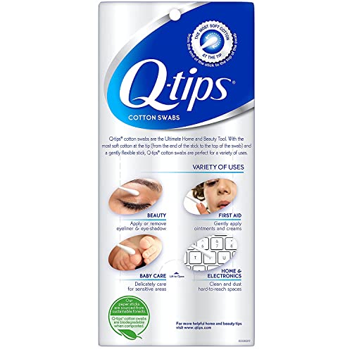 Q-tips Cotton Swabs For Beauty Care Original Cotton Swab Made With 100% Cotton 500 Count (Pack of 2) - Thumbnail 2