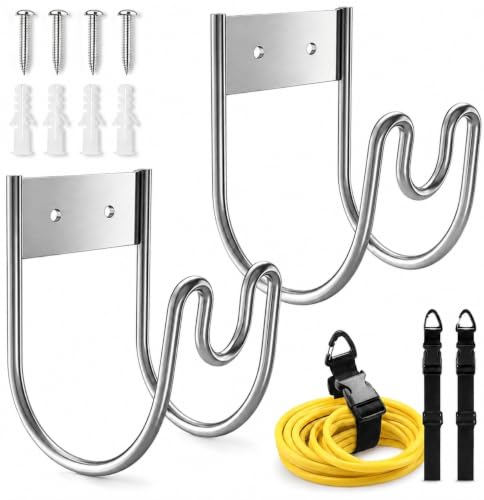 2 Pack 201 Stainless Steel Heavy Duty Hose Hanger Wall Mount