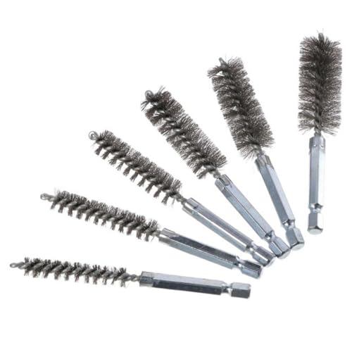 Image of 6PCS Stainless Steel + Nylon Twisted Wire Bore Brushes 8 /10 /12 /15 /17 /19MM Cleaning, Polishing, Paint /Rust Removal