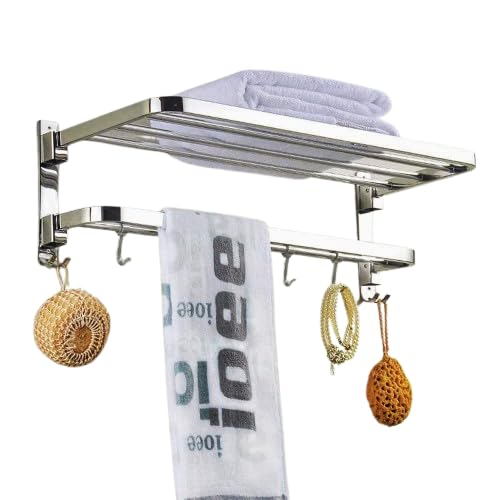 SYNERGY - 304 Grade 24 Inch Stainless Steel Dual Folding Towel Rack for Bathroom/Towel...
