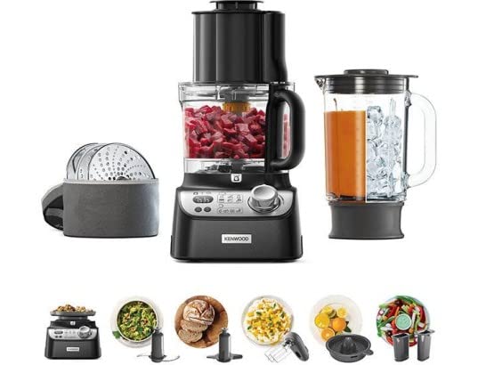 Kenwood FDM72.990.BK Multipro XL Weigh+ Robot de cuisine avec balance intégrée, 11 accessoires inclus, idéal pour préparation complète