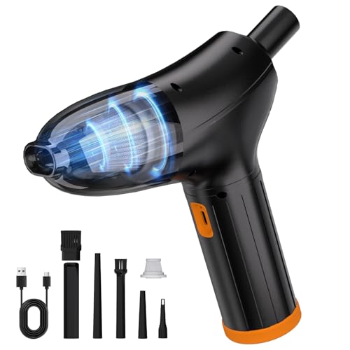 Keway Compressed Air Duster & Vacuum, 3 in 1 Electric Air Blower with 3 Gear Adjustable, 12 Kit Portable Car Vacuum for PS5, Keyboard, PC, Home, Inflatable and Auto Interior Cleaning Cordless