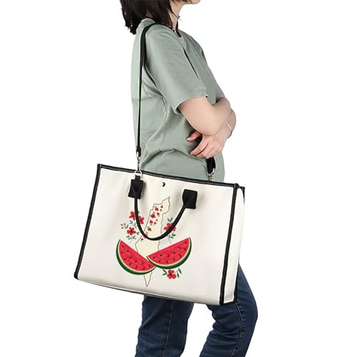 Image of JXGZSO Watermelon Palestine Tote Bag - Free Palestine Flag Shopping Bag Support Gift