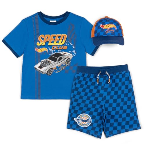 Hot Wheels Little Boys Ringer T-Shirt, French Terry Shorts and