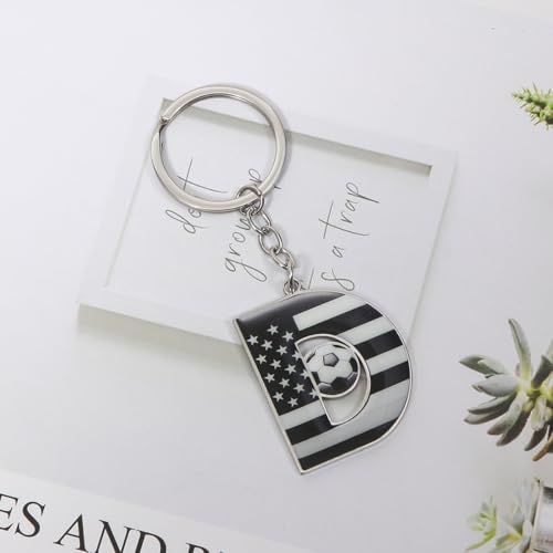 Bag Charms Initial A-Z Letter Keychain Bag Charm Soccer Keychain for Handbags Sports Bag