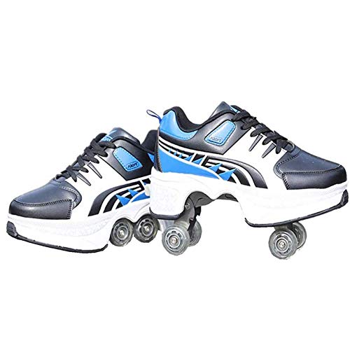 Zapatos Dytxe Patinaje Invisible automática polea 4 Rodillos Zapatos del patín Ruedas Muchacha del Muchacho, 2 en 1 Parkour Calzado/Rodillos Kick Exterior xuwuhz (Size : 38)