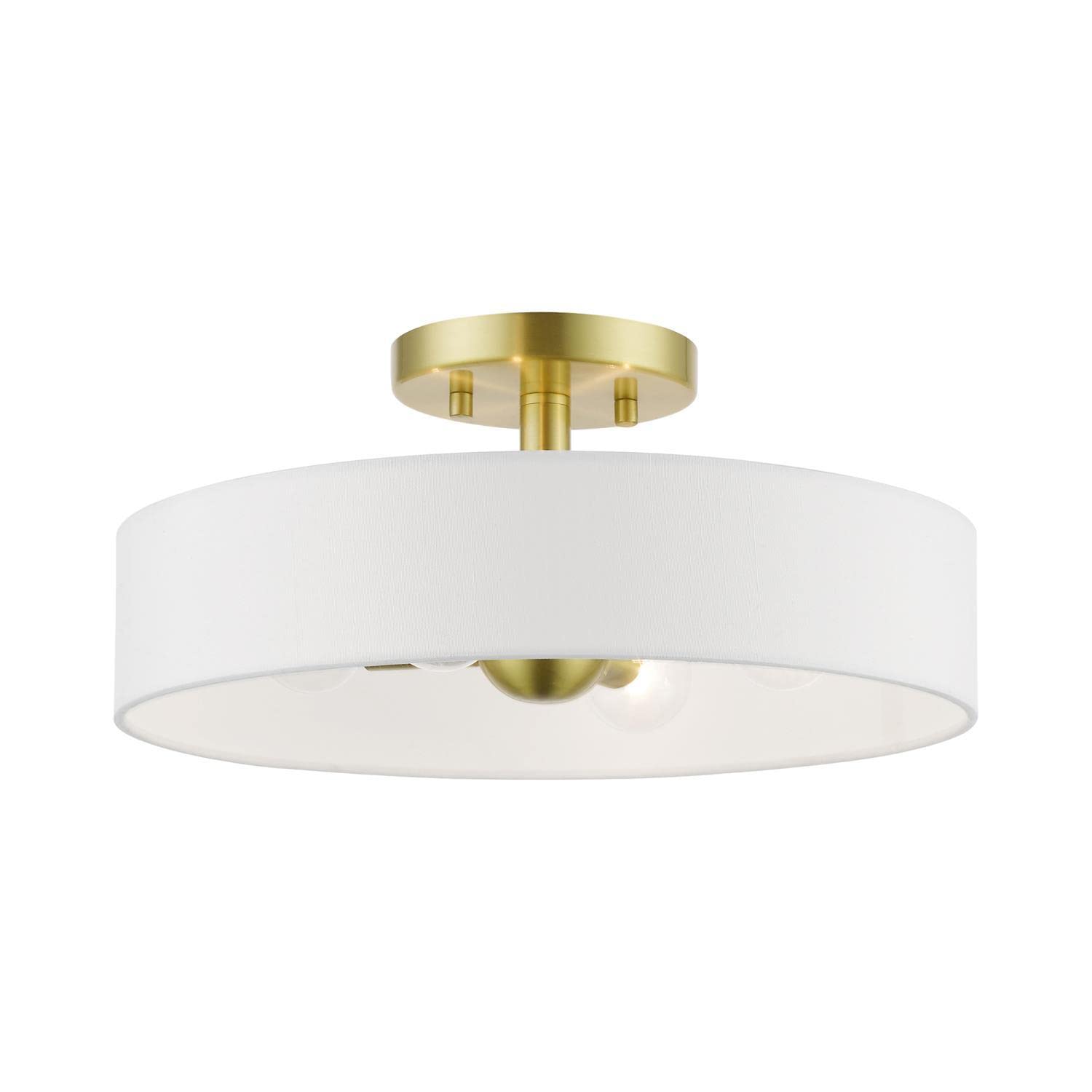 Livex Lighting, 46927-12, Venlo, Semi-Flush, Satin Brass with Shiny White Accents