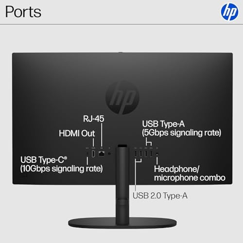 Image of HP 21.45 inch FHD All-in-One PC, Intel N200 Processor, 16GB DDR5 RAM, 1TB PCIe SSD, Bluetooth, WiFi 6, Super 6-in-1 DVD & Wired Keyboard & Mouse, Windows 11 Home, Black