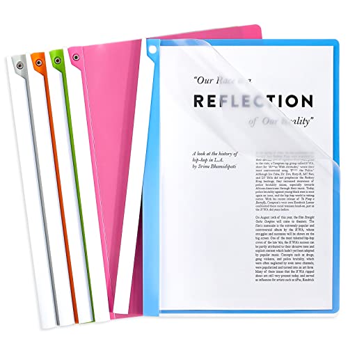 Jutieuo 5PCS Clear Report Covers with Swing Clip, Professional Clear Front Presentation Folders Resume Folder, 30 Sheets Capacity A4 Size File Document Organizer, No Punch Needed
