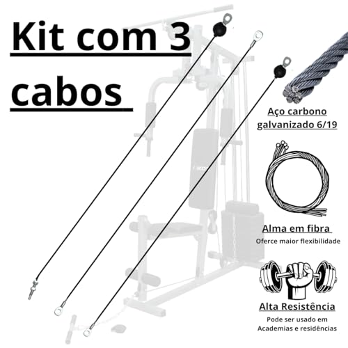 Kit Cabos De Aço Para Estação De Musculação Wct 80Kg