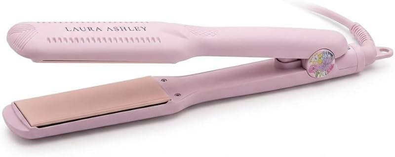 Laura Ashley 1.5 Inch Flat Iron Hair Straightener, Ceramic Tourmaline Hair Straightener for Women, Wide Plate Ceramic Flat Iron, Hair Straightening Iron Fast Heat Dual Voltage