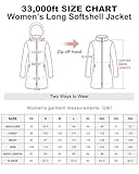 33,000ft Softshelljacke Damen Lange Übergangsjacke Wasserdicht Winddicht Softshellmantel Windbreaker Atmungsaktiv Wanderjacke Outdoor Mantel mit Abnehmbarer Kapuze Schwarz S