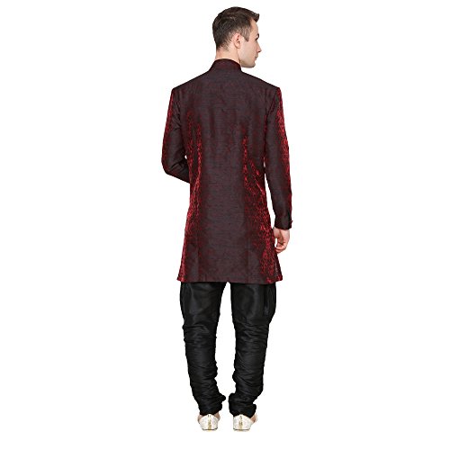 Image of Royal Kurta Men's Jacquard Silk Floral Print Indowestern Sherwani