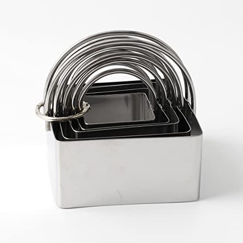 Cookie Cutters Set Of 10, 5 Sizes Round And 5 Sizes Square Stainless Steel Biscuit Cutters With Handles #TOP1