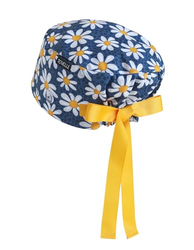 Gorro quirúrgico estilo europeo con botones y diseño floral