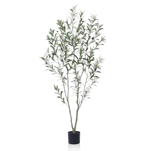 SOGUYI Olivier Artificiel, 150 cm, Plante Artificielle, Olivier avec Tronc en Bois Naturel et Fruits réalistes pour la décoration de la Maison et du Bureau