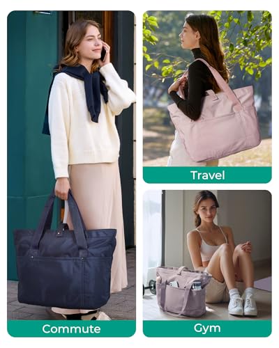 BAGSMART Tote Bag for Women, Foldable Tote Bag With Zipper Travel Large Shoulder Bag Handbag for Work-16.5''l X 6''wx 14''h2
