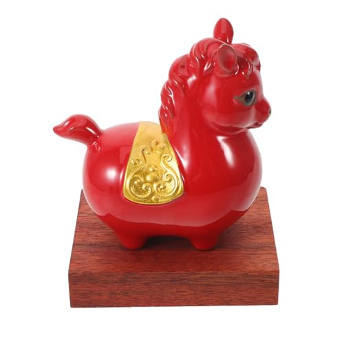 Sculpture de cheval en céramique rouge Cabilock d'art décoratif