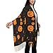 QAWJNK Halloween Pumpkin print Lightweight printed scarf autumn and winter fashionable tassel warm shawl Blanket