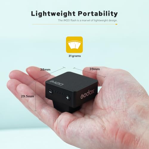 Image of Godox iM20 Camera Flash, Built-in 470mAh Battery with 5 Levels Flash Power for Canon /Sony /Fuji /Nikon /Panasonic /Olympus, for Cameras with Single-Contact Hotshoe