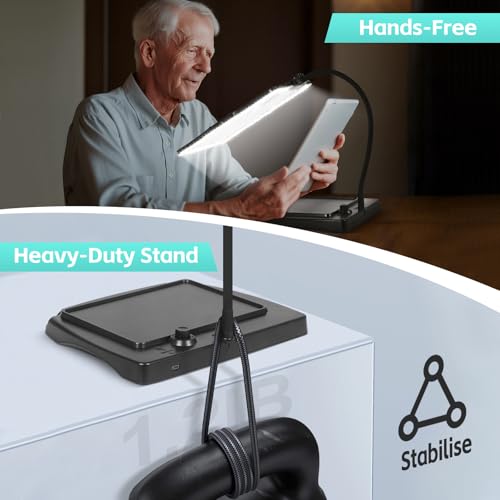 Image of Magnifying Glass with Light and Stand 50 Ultra-Bright LEDs Large Magnifying Lamp with Light Magnifying Glass on Stand Hand-Free with 360 Flexible Gooseneck for Close Work Reading Repair Crafts