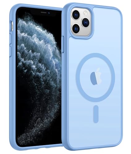 Image of FNTCASE for iPhone 11 Pro Case: [Compatible with Magsafe] Translucent Matte Magnetic Phone Cover - Military Grade Drop Protection Shockproof Protective for iPhone 11Pro 2019 Cases - Light Blue