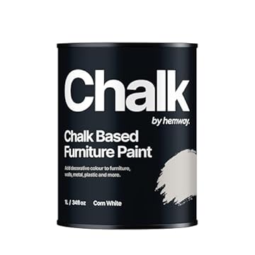 Hemway - Chalk Based Furniture Paint - Corn White 1 L | Chalky Matt Shabby Chic Finish for Interior & Exterior Home Decor | Quick Dry & All-in-one