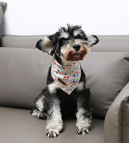 Unique style paws Dog Bandanas, Triangle Peach Flower Pet Scarf for Boy and Girl Premium Durable Fabric - Image 4