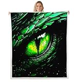 Manta 3D de ojo de dragón, manta de cama de animales salvajes occidentales para niños, adolescentes, adultos, sofá, silla, sala de estar, cama, manta de forro polar de ojo de piedra verde, manta