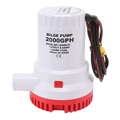Bilge Pumps For Boats, 2000GPH Automatic Marine Bilge Pump Boat Bilge Pump Submersible Marine Boat Accessory For Pond, Swimming Pools, Spas (12V)