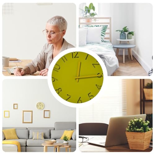 Horloge murale chiffres 3D lisible texture ciment silencieuse