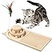 MoreJoy Rascador de gatos, juguete de madera para rascar para gatos, placa giratoria de doble capa con bola interactiva y tabla de rascar para gatos, 3 en 1