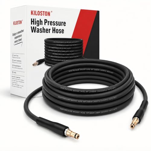 Kiloston Tuyau haute pression 10M pour Karcher K2 K3 K4 K5 K6 K7, tuyau de remplacement anti-pli et flexible, 250 Bar / 3600 PSI, tuyau Quick Connect pour nettoyeur haute pression, toutes saisons, noi