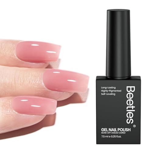 Gelab Cosmetics LLC Beetles Nude Gel Nail Polish - 15ml Neutral Brown Base Color Fall Gel Polish Nail Concealer Mocha Sheer Translucent Effect Soak Off UV LED French Nail Art Manicure