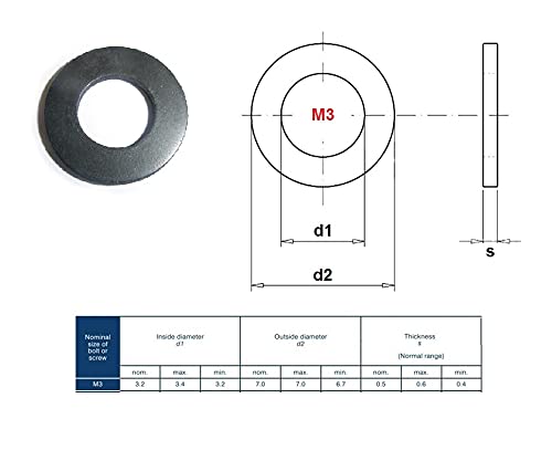 TERF® M3 Black Rubber Flat Washer M3 / 3mm ID (Hole) x 7mm OD x 0.5mm Thickness Flat Rubber Washers - Pack of 20 - Image 3