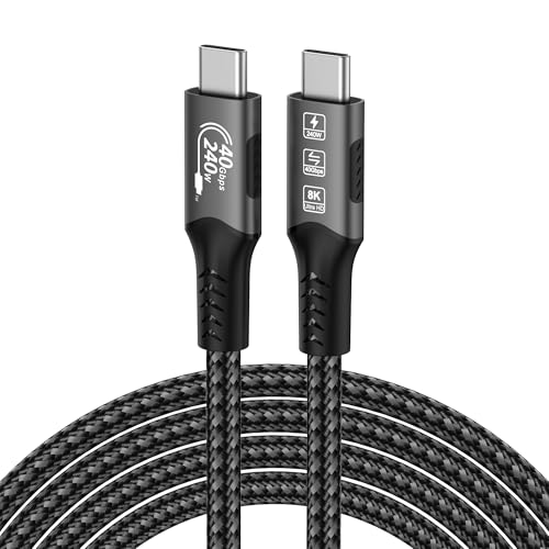 FDBRO USB4 ケーブル Thunderbolt 4対応 PD 3.1 【EPR 240W充電 / 40Gbpsデータ転送 / 8K@60Hz映像出力】 サンダーボルト 3/4対応 双方向 USB C ケーブル MacBook、iPad Pro、eGPU、SSDなどType-C多機種対応 (グレーとブラック, 0.5m)