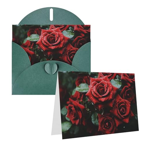 QMNEHJ グリーティングカード サンキューカード 封筒付き ブランクノートカード 4x6インチ バースデーカード 赤と黒のバラ ウェディングカード お悔やみカード おもしろい 思考カード あらゆる機会に