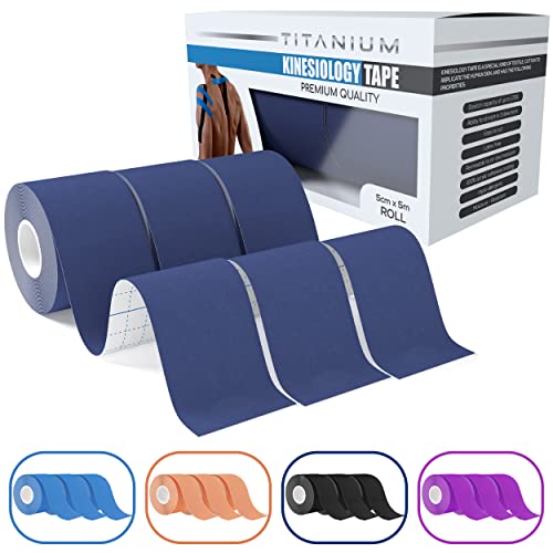 Titanium Kinesiology Tape 3-Pack, 5m Roll, Dark Blue
