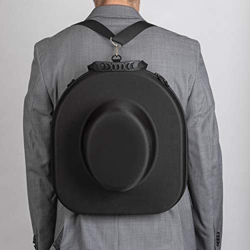 Hat Box Travel Fedora Case Universal Size Hat Carrier for Most Hats Carry-On Hat Bag Mens Travelling Hat Boxes for Men Black (Box1 16.5" x 14.5", Black)