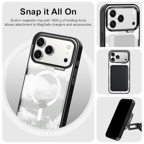 Coque iPhone 17 Pro Max haut de gamme design nuage transparent noir chic - 7
