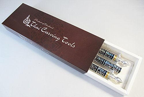 Set of Fruit Carving Knife Handle Carving Stainless steel. It Very Beautiful of Thailand 1 Set have 3 Pcs. (Black Color)