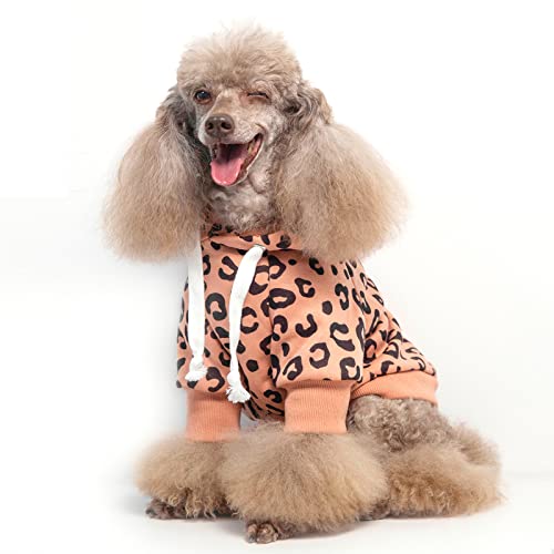 Furryilla Leopard Pink Dog Hoodies For Small Dogs Girl And Boy, Dog Cotton Sweatshirt Fleece Sweater Winter Coat With Hat For Small Dog, Puppy Clothes, Cat Apparel(M Pink) #TOP12