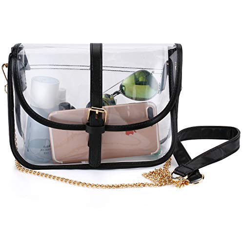 MOETYANG Transparent Clutch Clear Purse Stadium Approved Bags, Black, One size