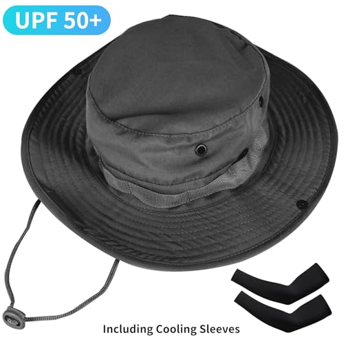 Image of Sun Hats for Men Women Bucket Hat UPF 50+ Boonie Hat Foldable UV Protection Hiking Beach Fishing Summer Safari