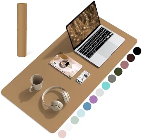 Non-Slip Desk Pad, Waterproof PVC Leather Desk Table Protector, Ultra Thin Large Mouse Pad, Easy Clean Laptop Desk Writing Mat for Office Work/Decor/Home (Light Blue, 80 x 40 cm)