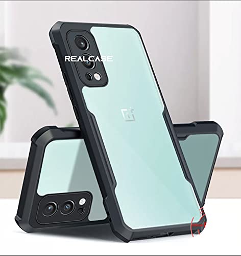 Image of REALCASE OnePlus Nord 2 Back Cover Case Shockproof Bumper Crystal Clear | 360 Degree Protection TPU+PC | Camera Protection | Acrylic Transparent Eagle Cover Case for Oneplus Nord 2 5G (X Black)