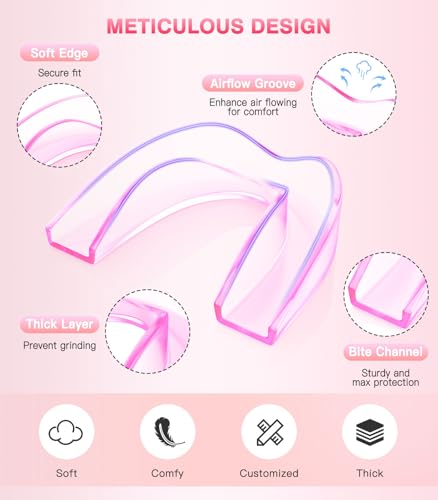 Image of Anti Grinding Guard, Transparent Pink, Large (4 Pack), Mouth Guards